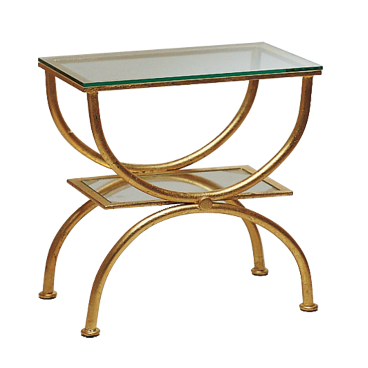 Menzel Rechteckiger Country Beistelltisch 50 x 30 cm H=50cm mit Kreuzgitter Eisen Blattgold