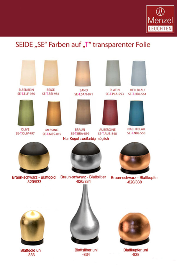 SOLO Tischleuchten Konfiguration Seide