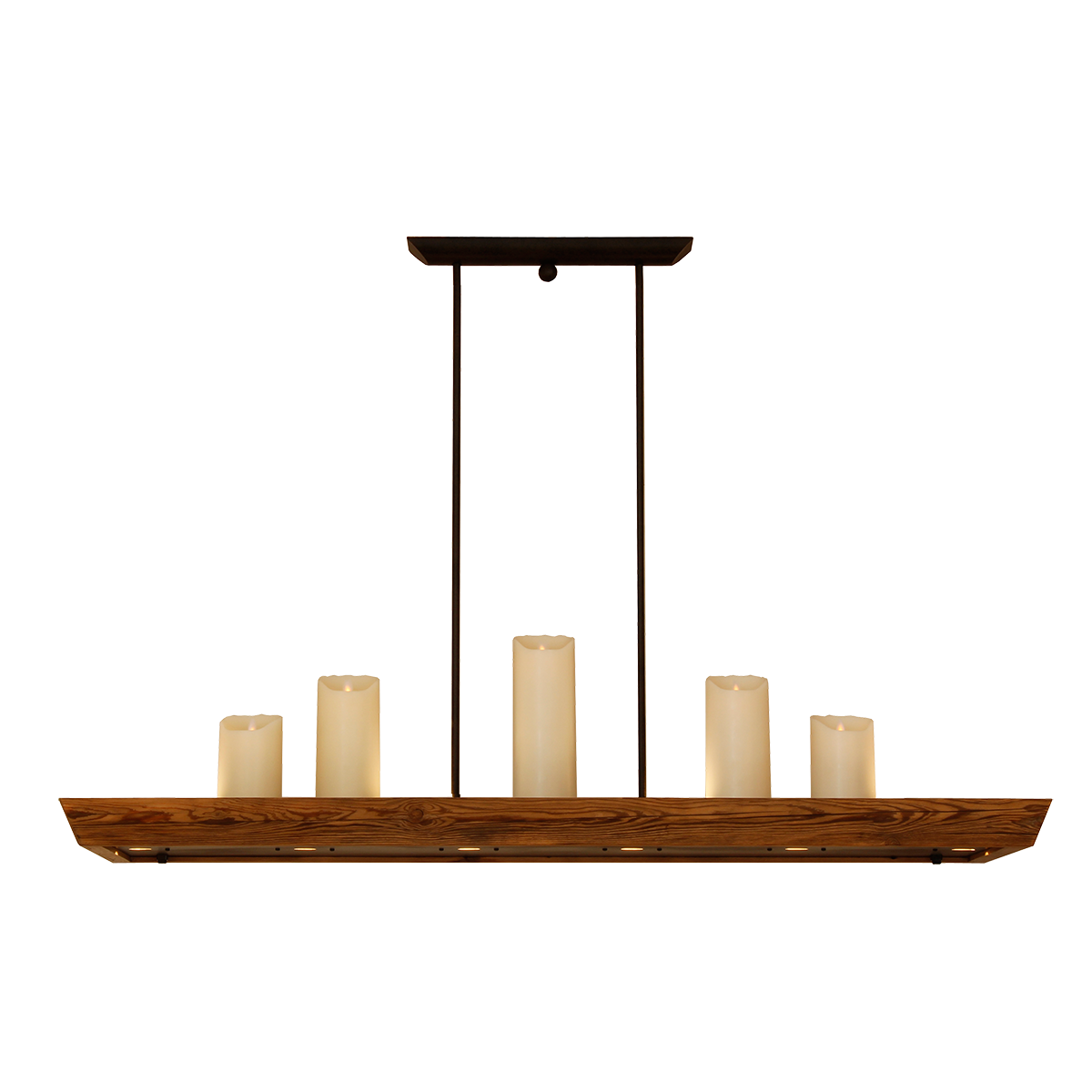 Menzel DECO Plattform großer Esstisch LED Hängeleuchte Holz nach Wahl 120cm für Tische über 160cm Länge Licht nach oben und unten für das Landhaus