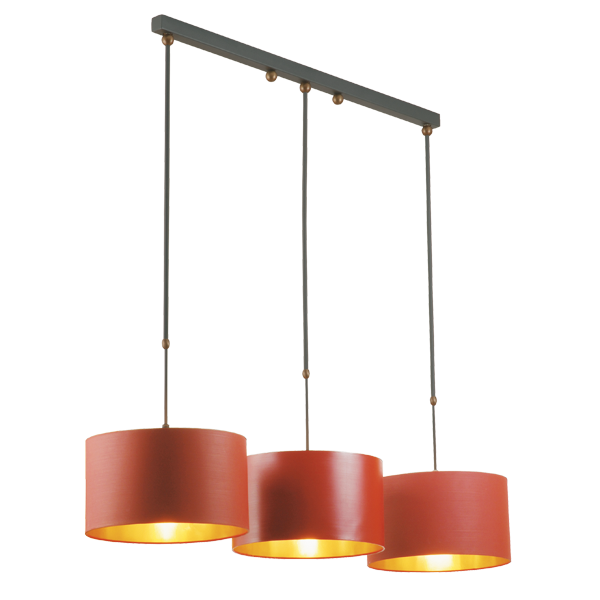 Menzel Stella Gehänge mit Teleskopstangen 3 x E27,Eisen Farbe nach Wahl, mit Schirm Tonne RT30