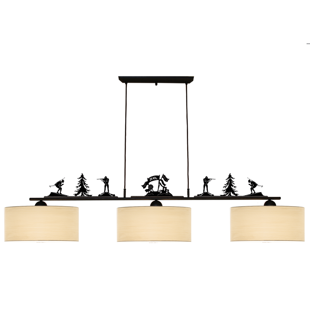 Menzel Themen Esstisch Balken B=170cm, braun schwarz, incl. wechselbaren magnetischen Motiv Leisten, Strichlack Schirm