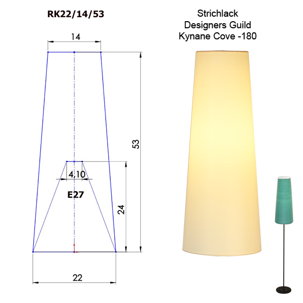 Lampenschirm konisch Dunten=22cm, H=54cm E27 Strichlack Farbe nach Wahl