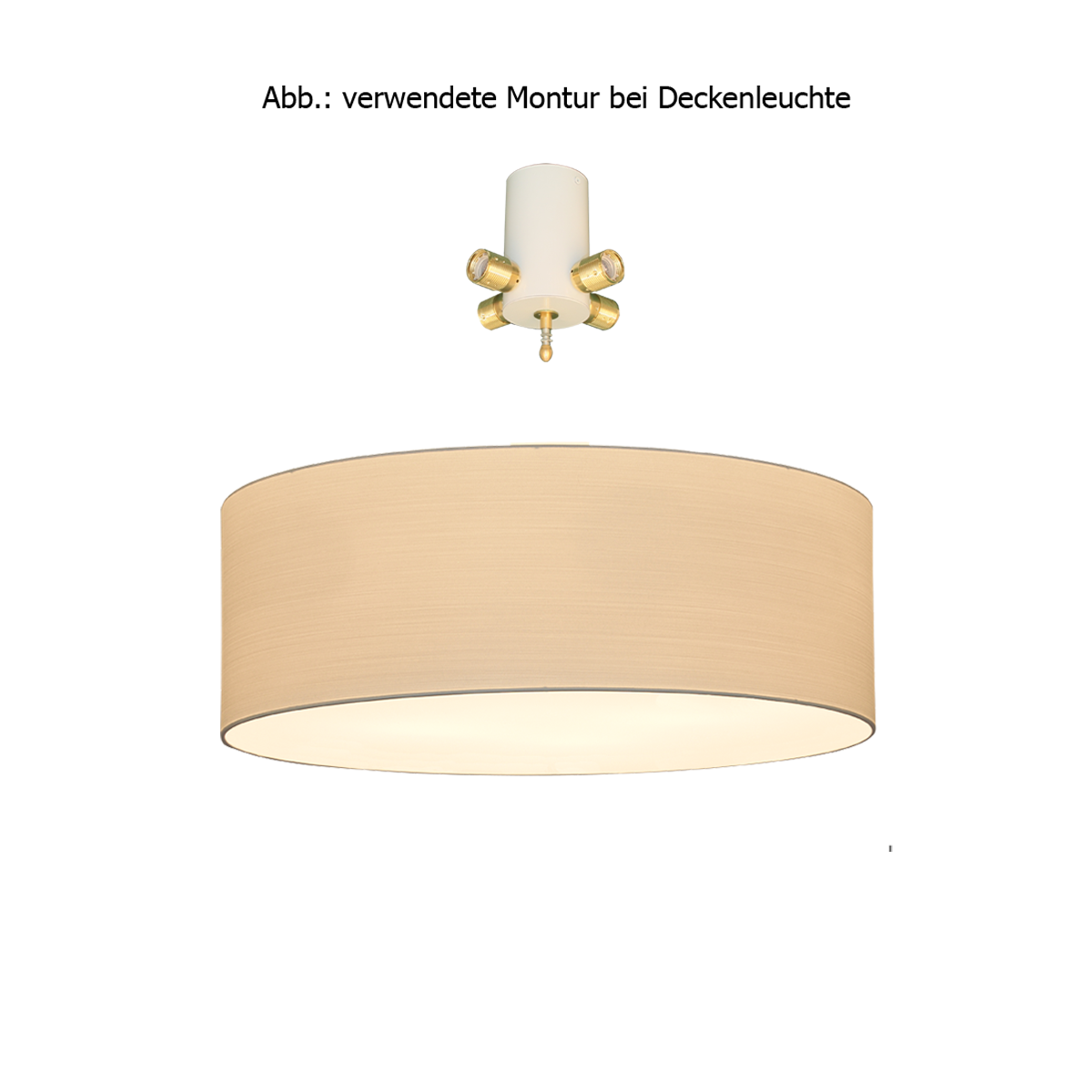 Menzel Living Elegant grosse Deckenleuchte D= 50cm 4 flammig E27 mit Lampenschirm in Strichlack und Diffusor in Acryl