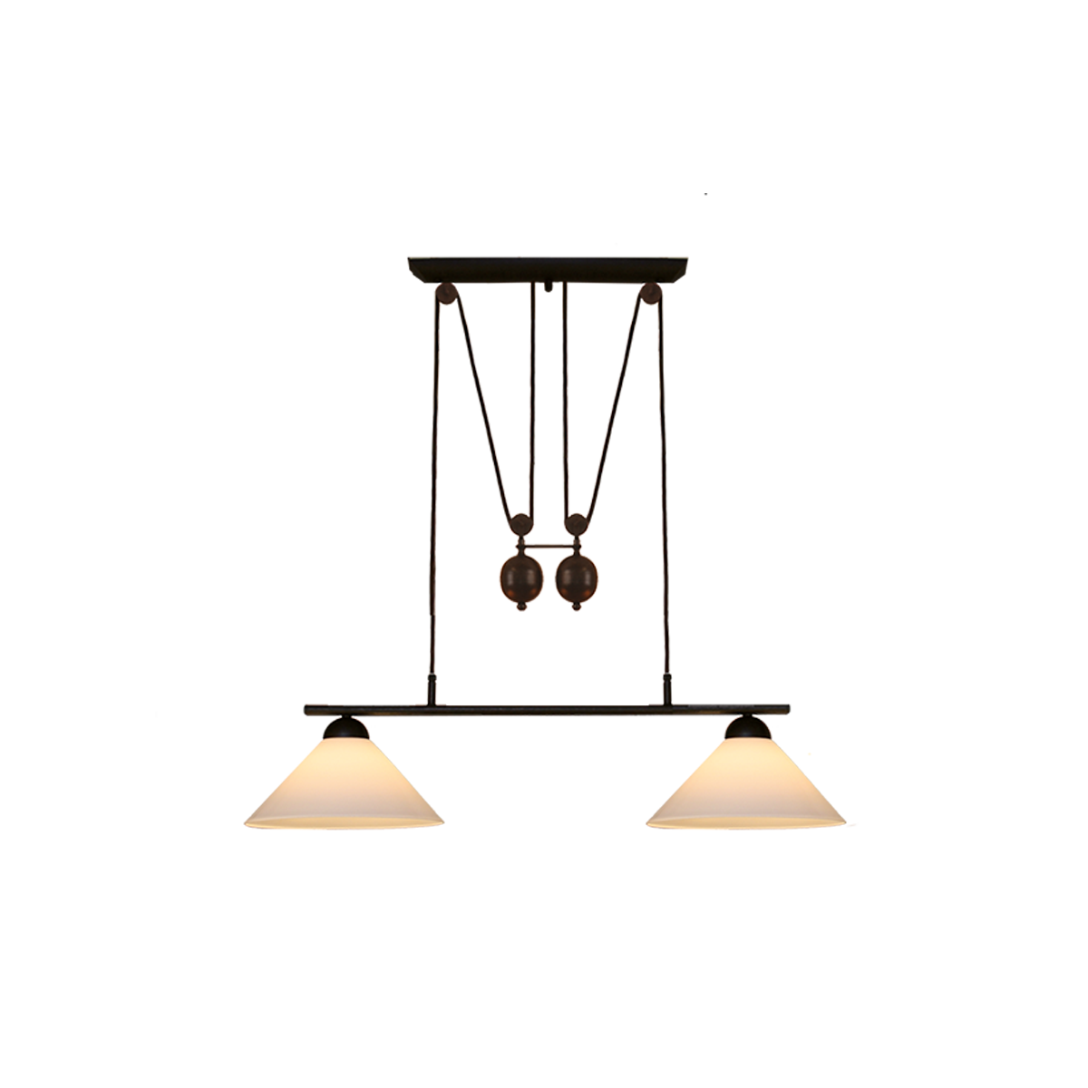 Menzel Pusta Zug B= 90cm Glas Opal weiß, Eisen braun-schwarz