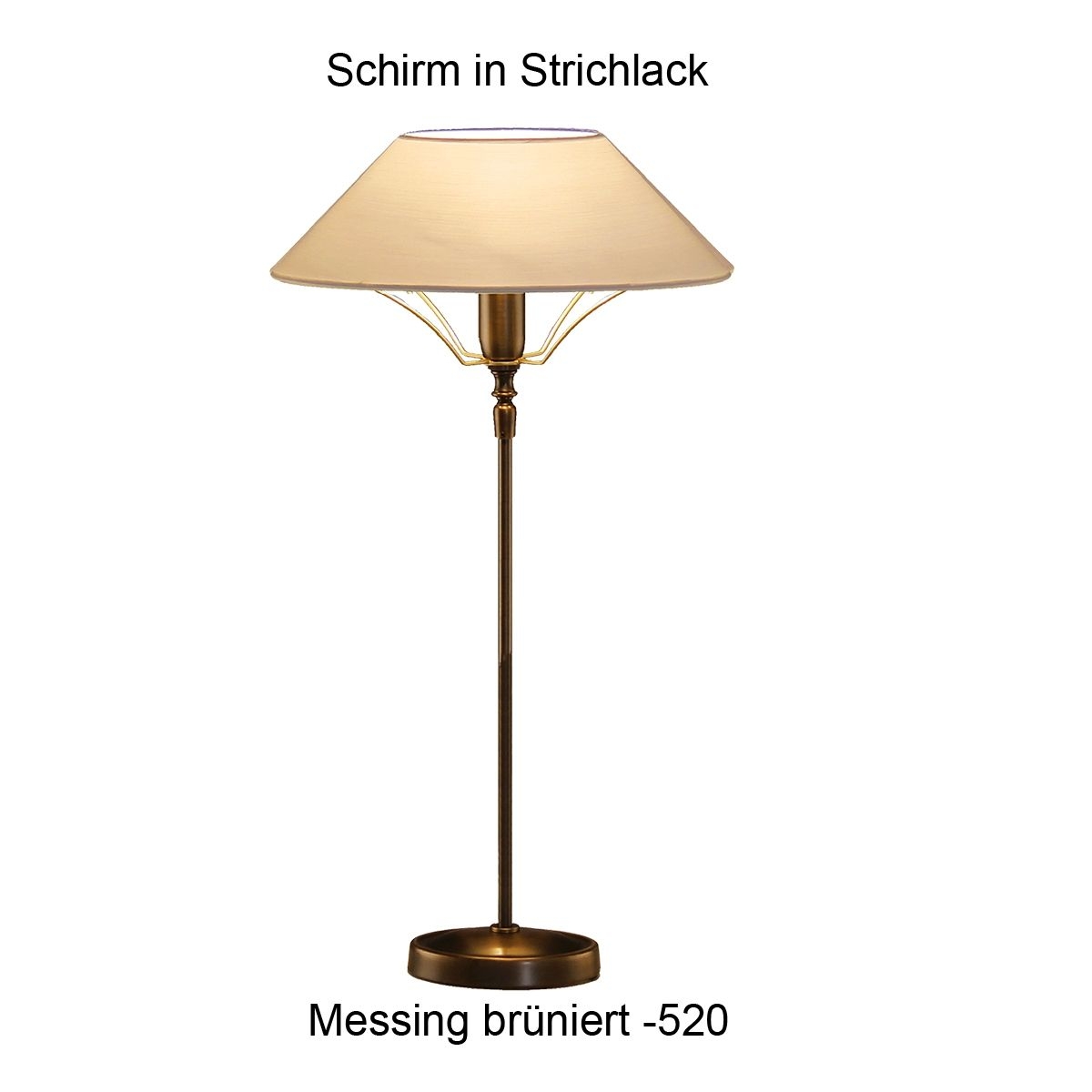 Menzel Living Tischleuchte 4 Messing Kaminleuchte ovaler Sockel ovaler Strichlack Lampenschirm