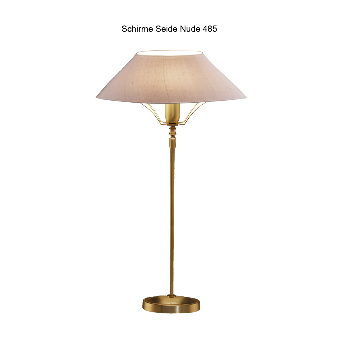 Menzel Living Tischleuchte 4 Messing Kaminleuchte ovaler Sockel ovaler Seiden Lampenschirm