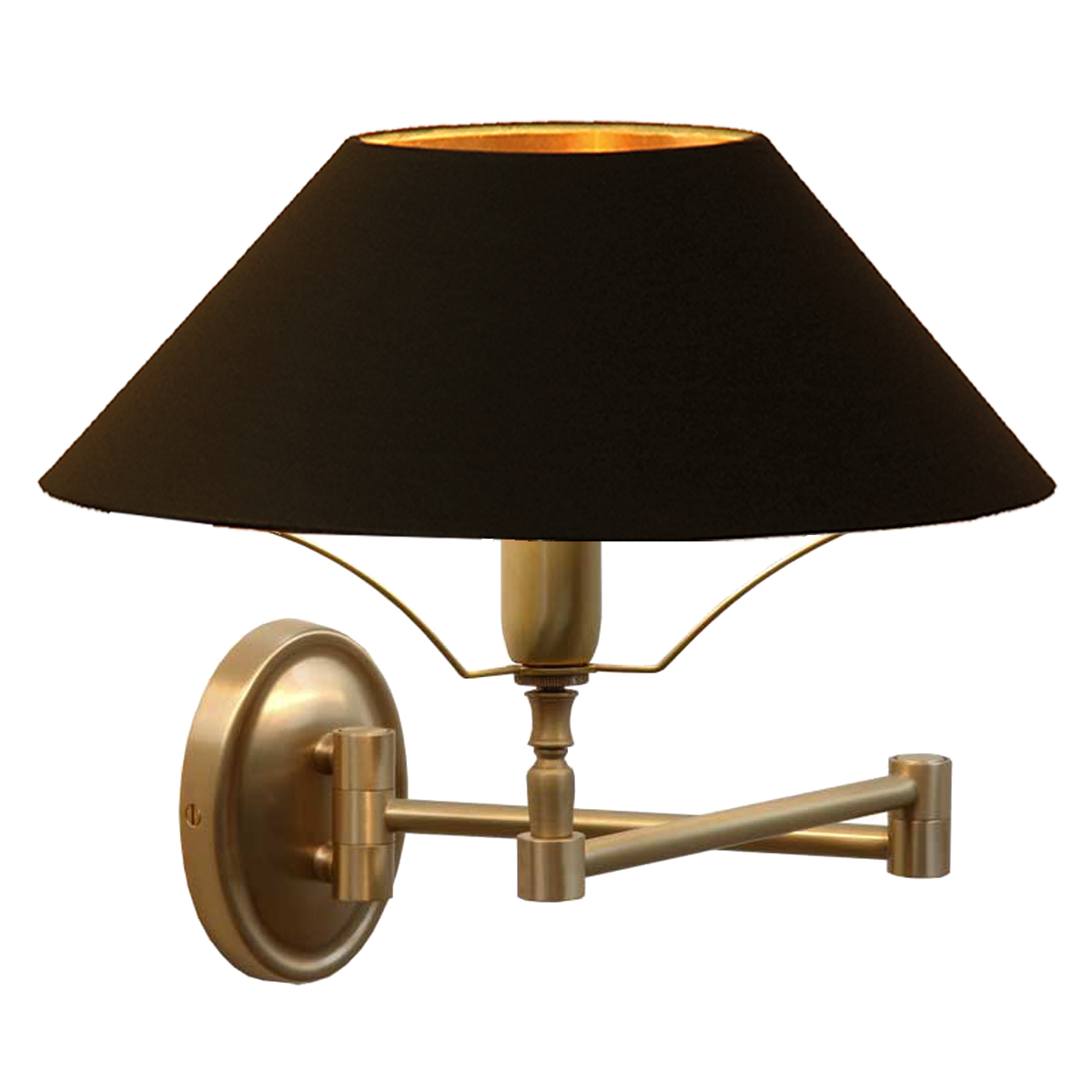 Menzel Living Wandleuchte schwenkbar ovales Rückenschild Messing mit Strichlackschirm rund Farbe nach Wahl