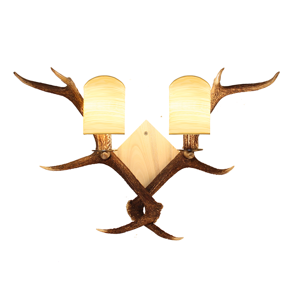 Menzel Hunter Wandleuchte Geweihleuchte 2 flammig mit Lampenschirm in Strichlack