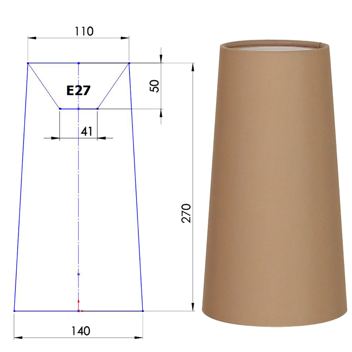 Lampenschirm konisch Pendel D=14cm E27 Chintz Halterung und Farbe nach Wahl