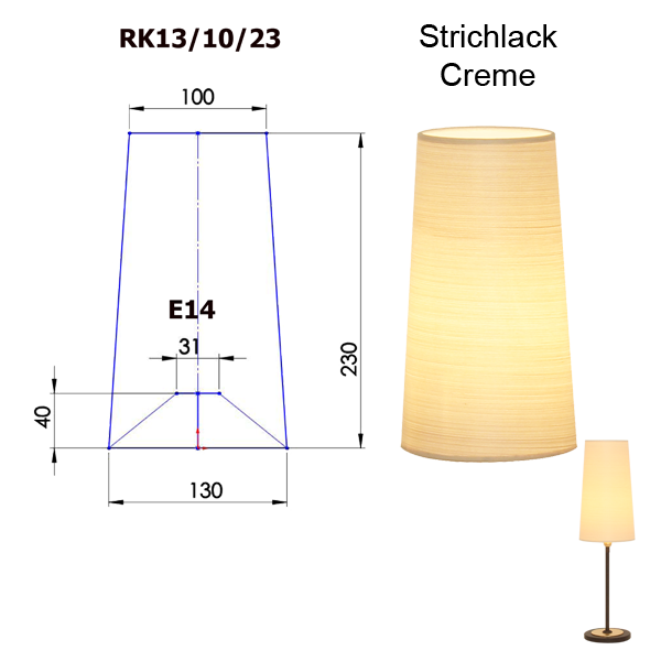Lampenschirm konisch D=13cm Tischleuchten, Wandleuchten und Kronen E14 Strichlack und Farbe nach Wahl
