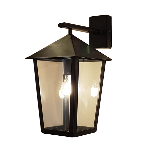 Menzel Chalet Außenleuchte Wandlaterne mit Ausleger schwarz, H=41cm Fassung E27 - IP44, mit Glas in klar Menzel Chalet Außenleuchte Wandlaterne mit Ausleger schwarz, H=41cm Fassung E27 - IP44, mit Glas in klar