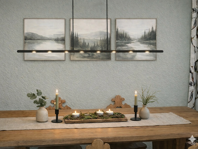 Menzel Anteo LED Hängeleuchte 125cm, Farbe nach Wahl, für Tische über 165cm