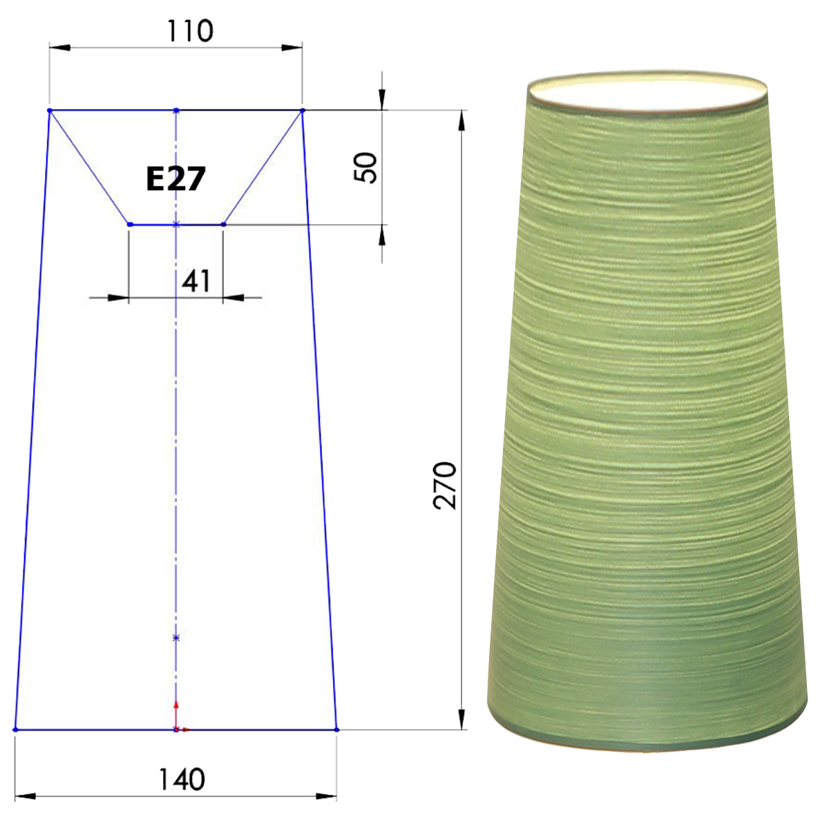 Lampenschirm konisch D=14cm E14 Strichlack Halterung und Farbe nach Wahl