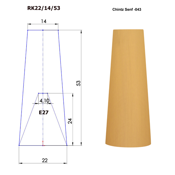 Lampenschirm konisch Dunten=22cm, H=54cm, E27 Chintz oder Leinen Farbe nach Wahl