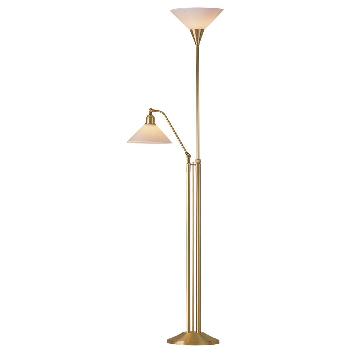 Menzel Anno 1900 Standfluter mit Taster, E27 Opalglas, Messing gebürstet, höhenverstellbar Menzel Anno 1900 Standfluter mit Taster, E27 Opalglas, Messing gebürstet, höhenverstellbar