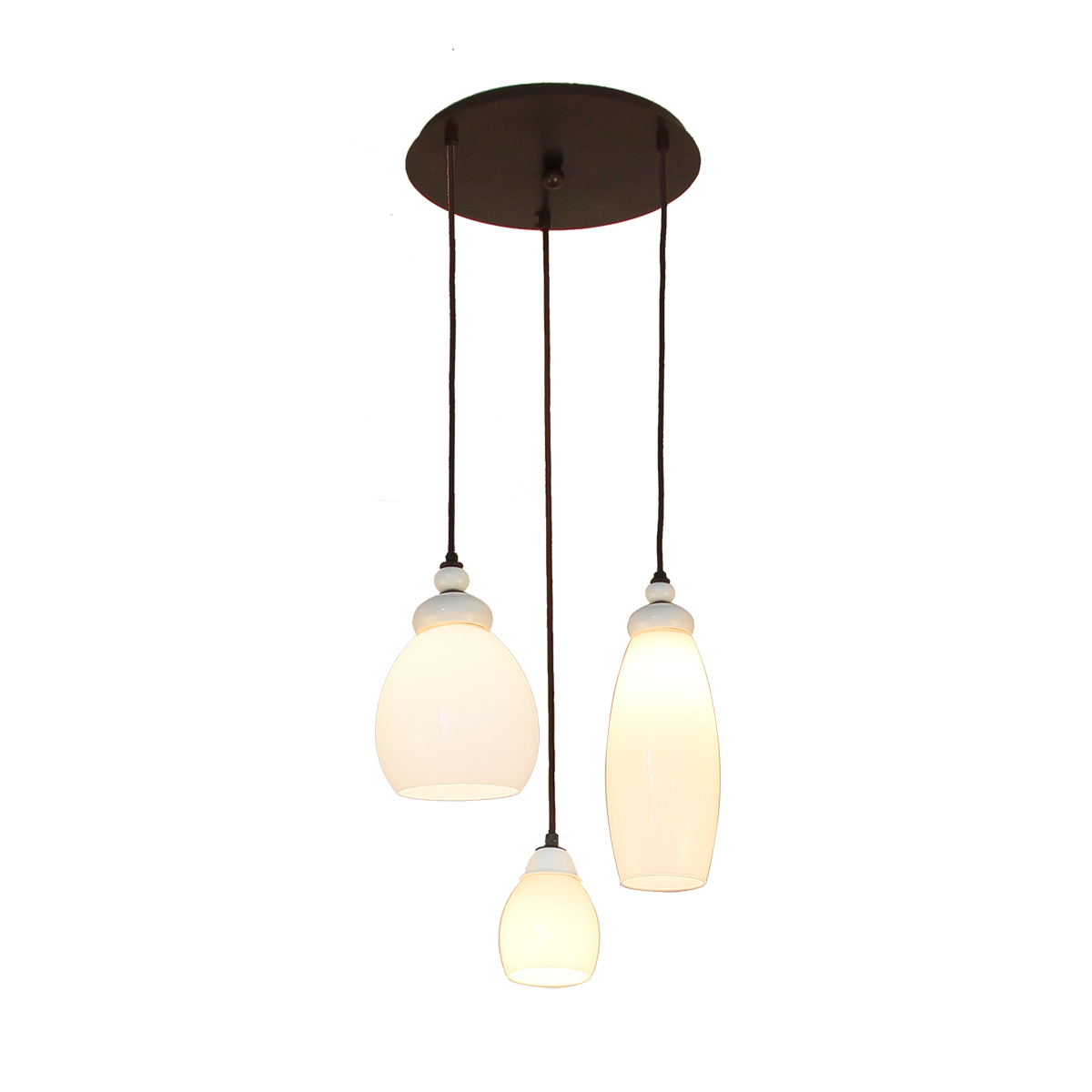 Menzel Provence Gehänge Esstischleuchte rund 35cm Eisen mit Keramik mit drei verschiedenen Opalgläser Landhaus