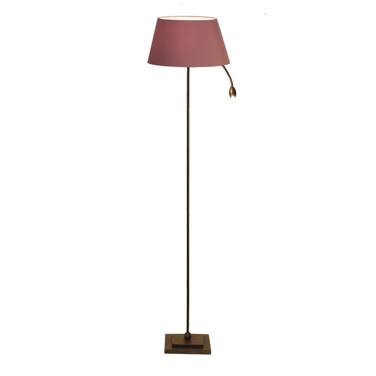 Menzel Living Standleuchte Eisen braun schwarz E27 mit LED Lesearm Flexarm mit Lampenschirm Chintz Farbe nach Wahl